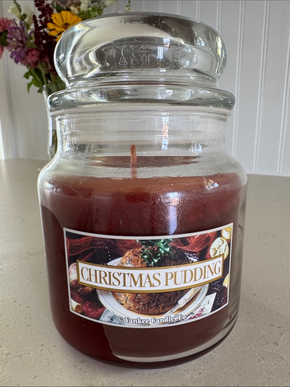 Yankee Candle Retired "CHRISTMAS PUDDING" 14oz.WHITE LABEL~NEW